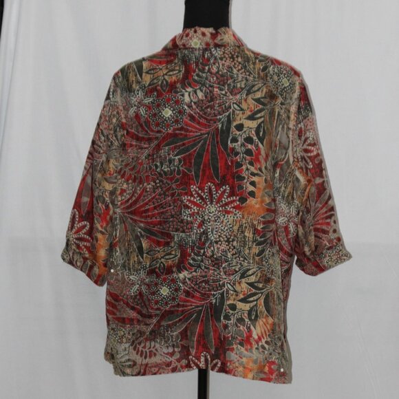 TanJay Shear Multicolor 3/4 Sleeve Button Down Top - Picture 8 of 11